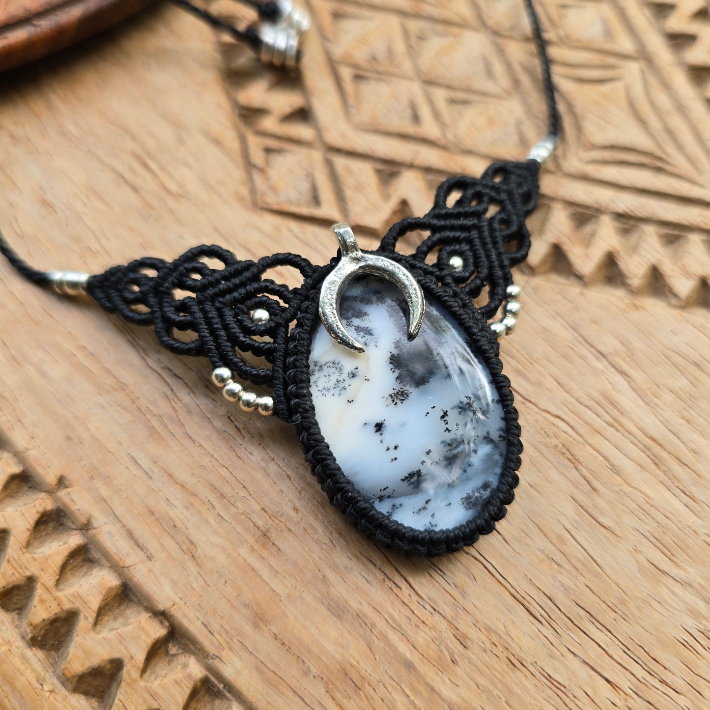 Collier agate dendritique