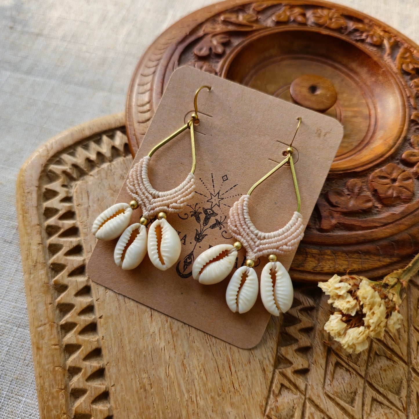 Boucles d'oreilles triple coquillage