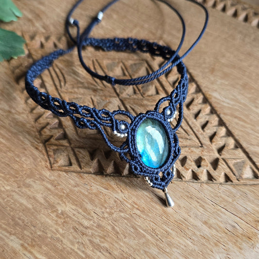 Collier ras de cou labradorite