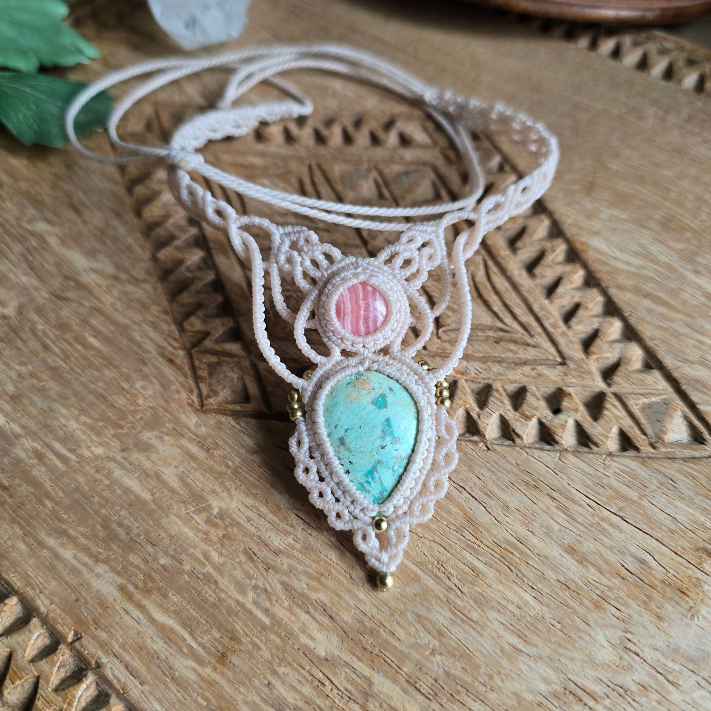 Collier rodochrosite et chrysocolle du Pérou