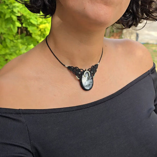 Collier agate dendritique