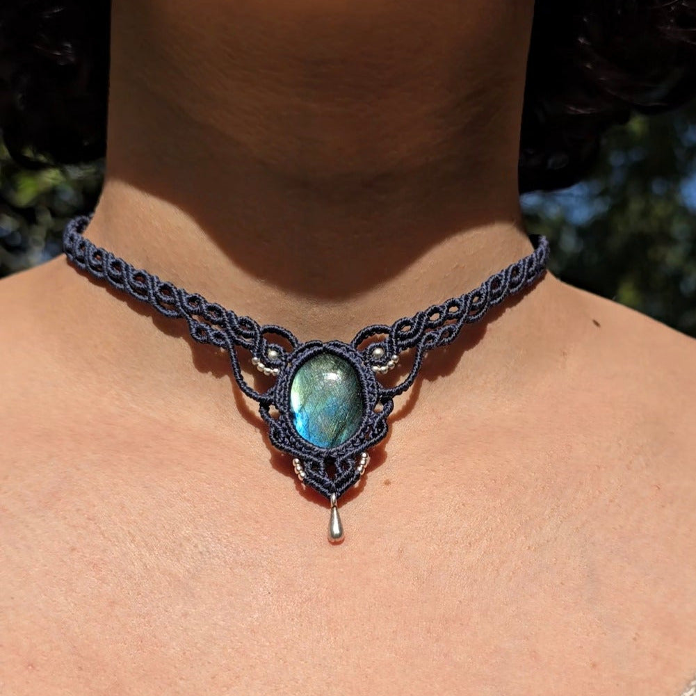 Collier ras de cou labradorite