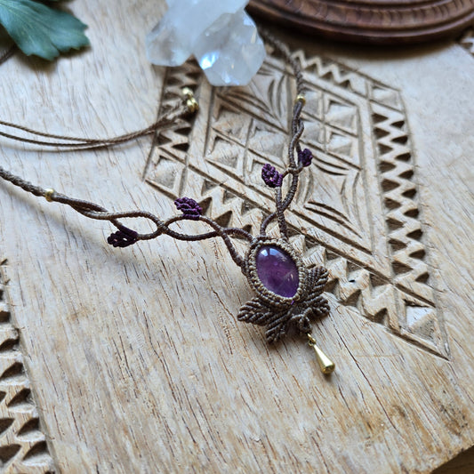 Collier feuilles améthyste